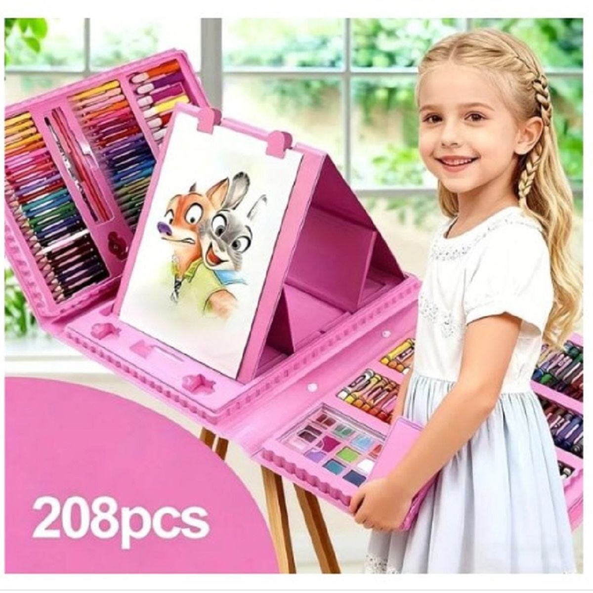 GENERICO - Set de Arte y Dibujo Didáctico 208 piezas GRANDE DE CALIDAD PREMIUN