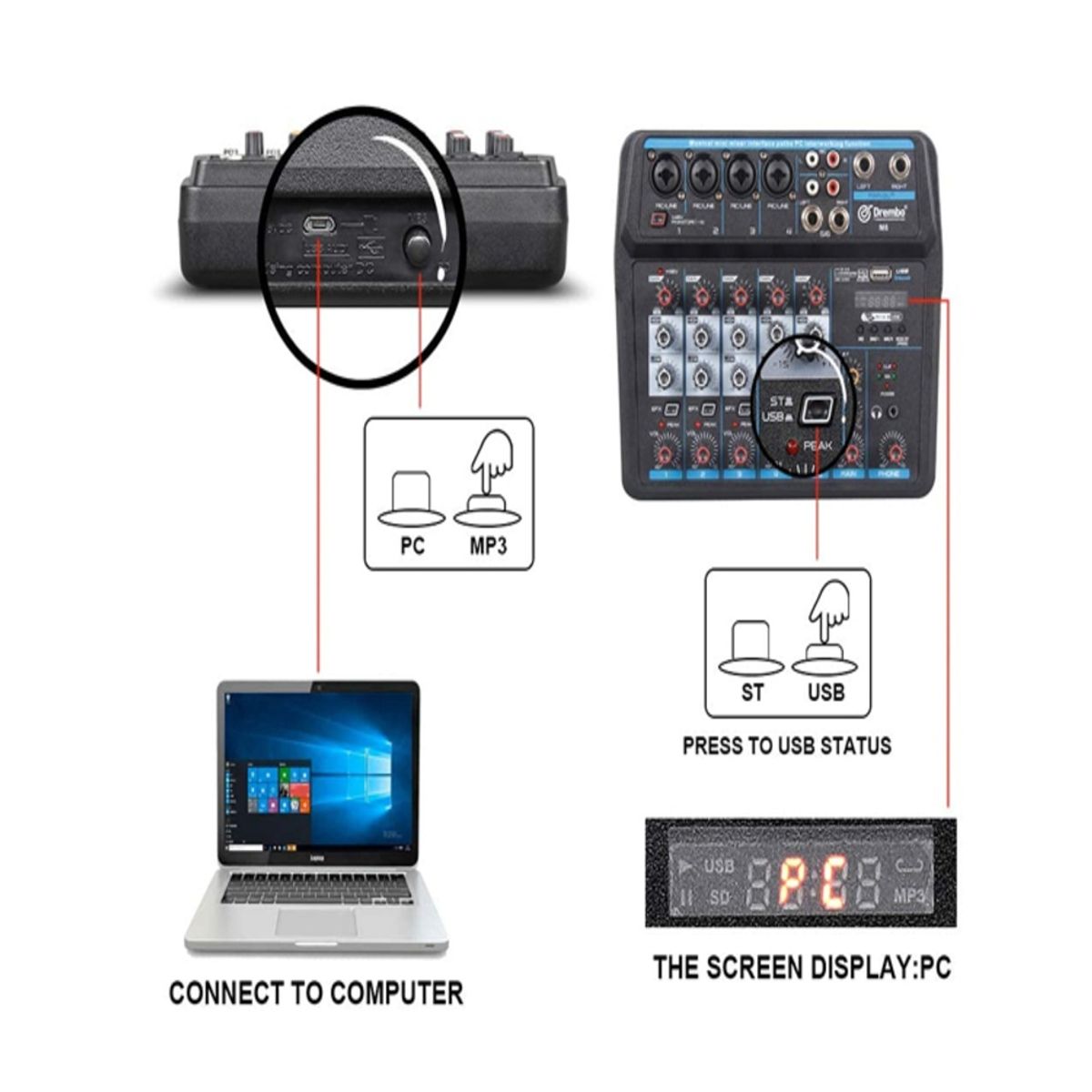 POTENZA - MINI MIXER INTERFACE 4 CANALES PZ-U6