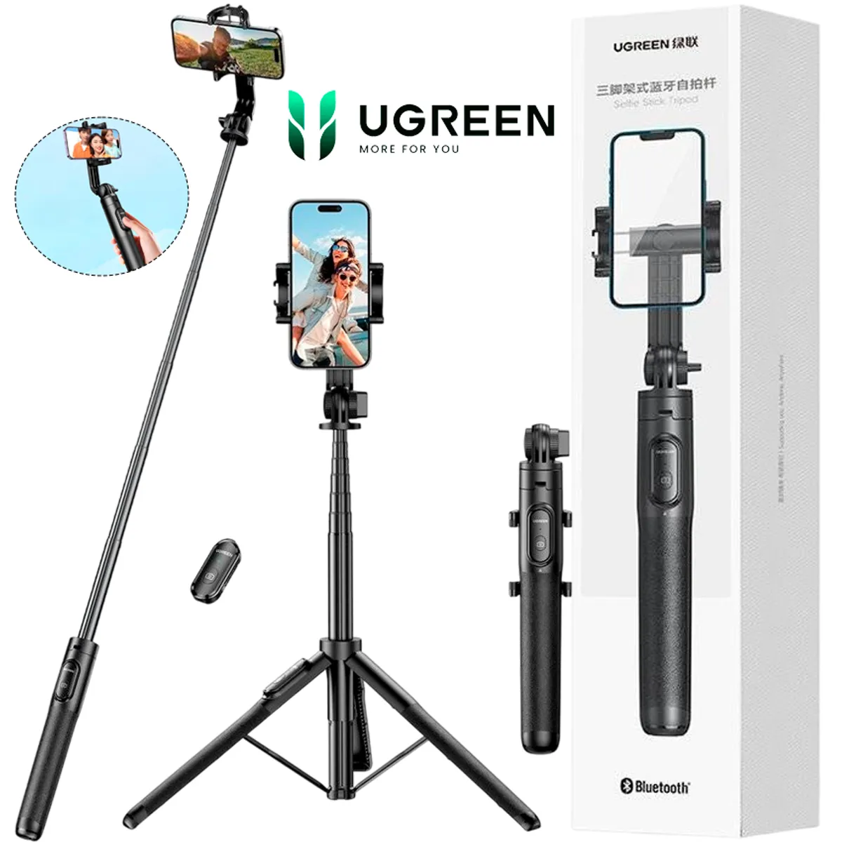 UGREEN - Selfie Stick Professional Ugreen LP586 15062 con Tripode y Bluetooth