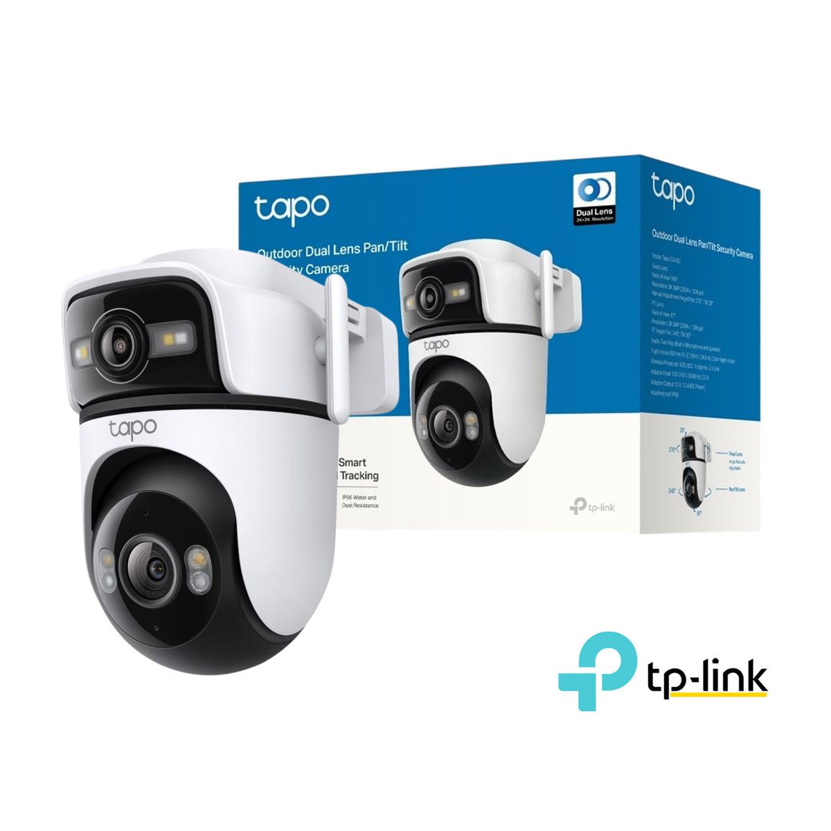 TP LINK - Tapo C545D 2K 3MP Cámara Seguridad Doble lente Detección IA Vehículos Visión Noche