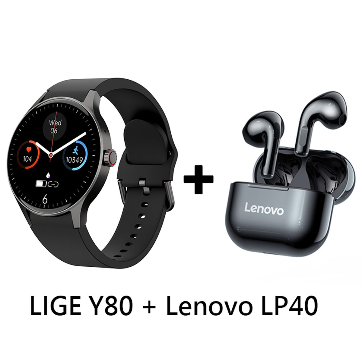 LENOVO - Audífonos Bluetooth Lenovo LP40 y Smartwatch Y80 reloj inteligente