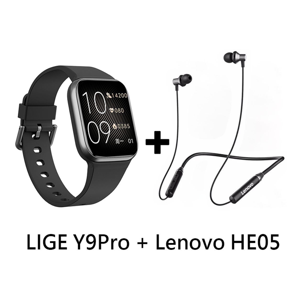 LENOVO - Audífonos Bluetooth Lenovo HE05 y Reloj Inteligente Smart Watch Y9PRO
