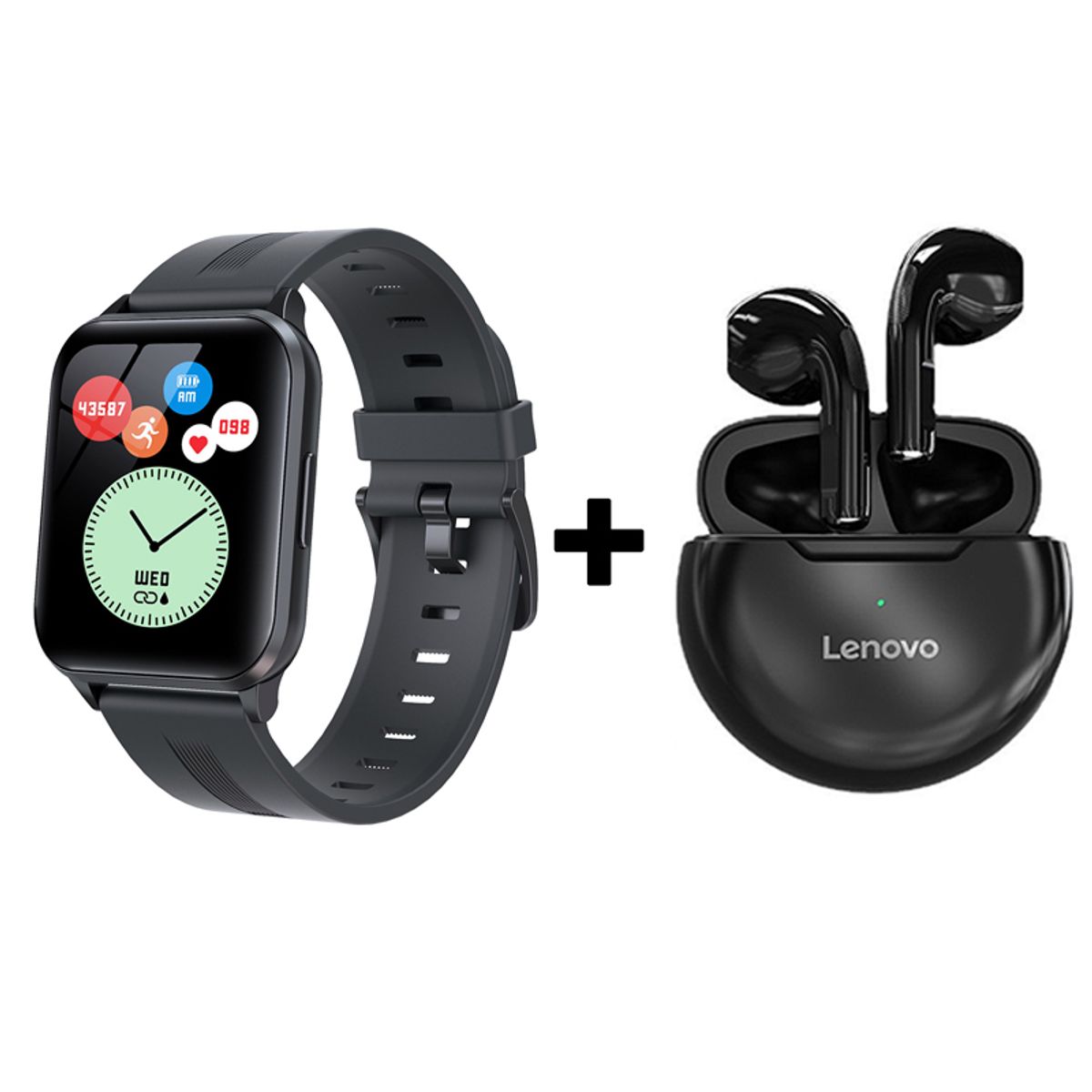 LENOVO - Audífonos Bluetooth Lenovo HT38 y Reloj Inteligente Smart Watch Y79