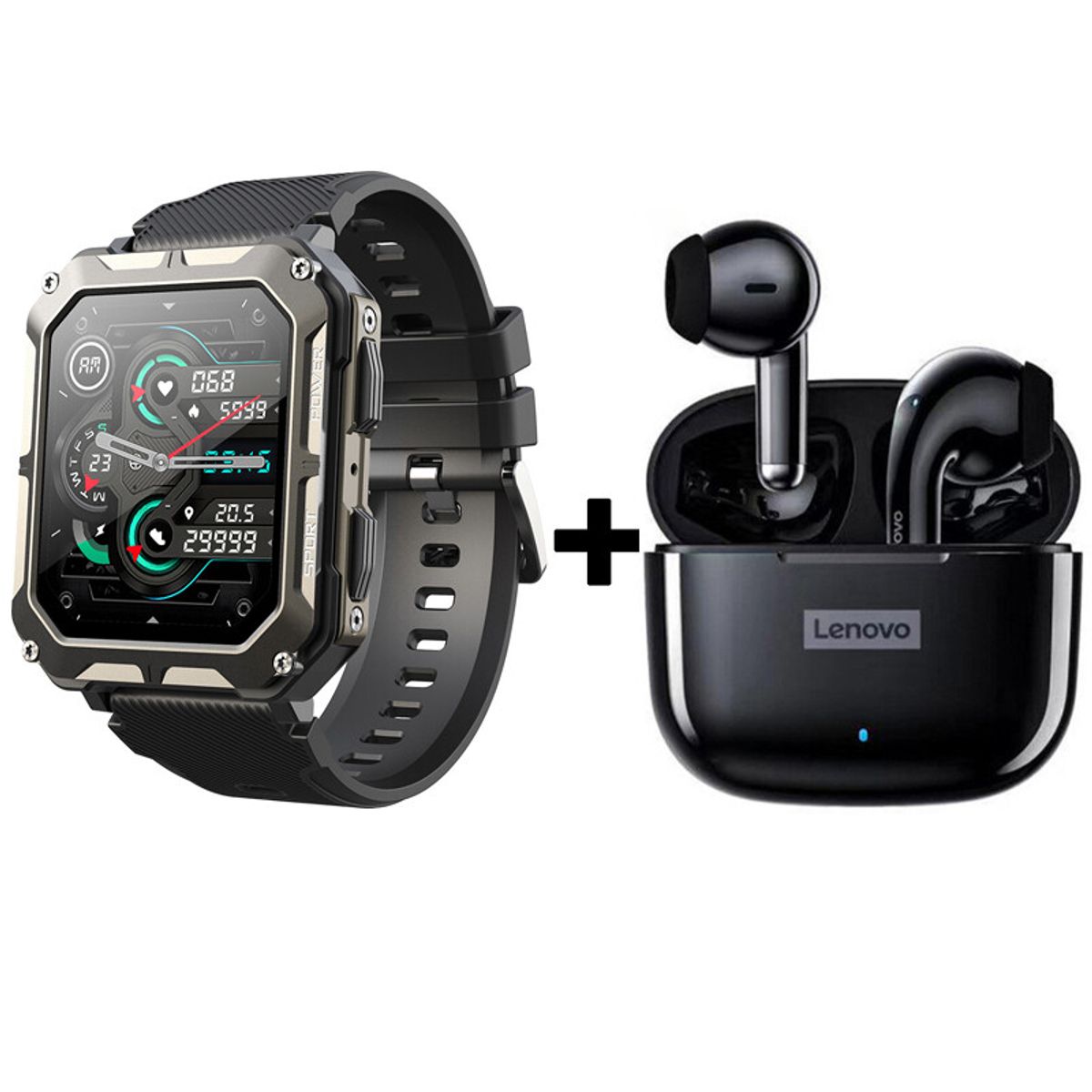 LENOVO - Audífonos Bluetooth Lenovo LP40 PRO y Reloj Inteligente C20 PRO