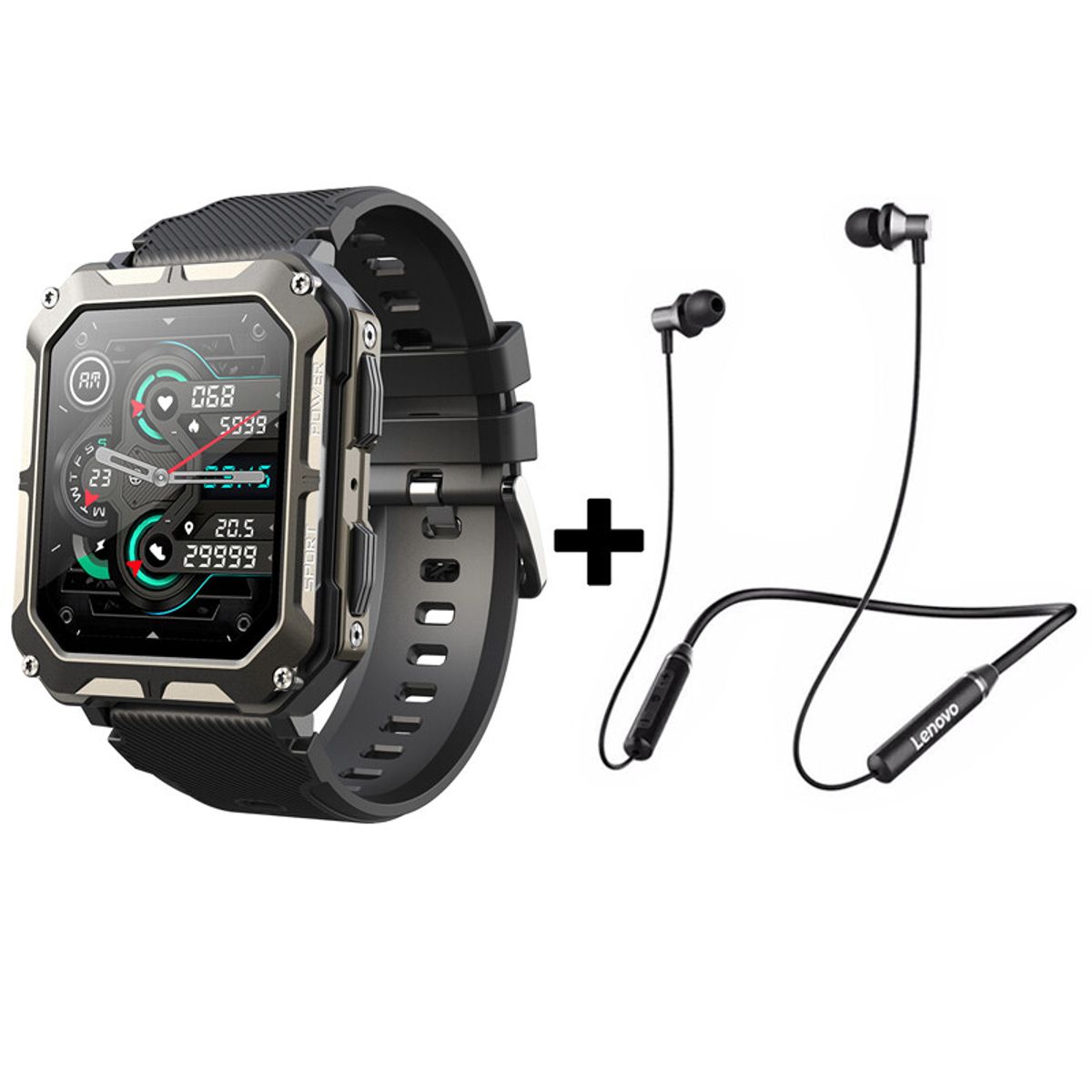 LENOVO - Audífonos Bluetooth Lenovo HE05 y Reloj Inteligente C20 PRO