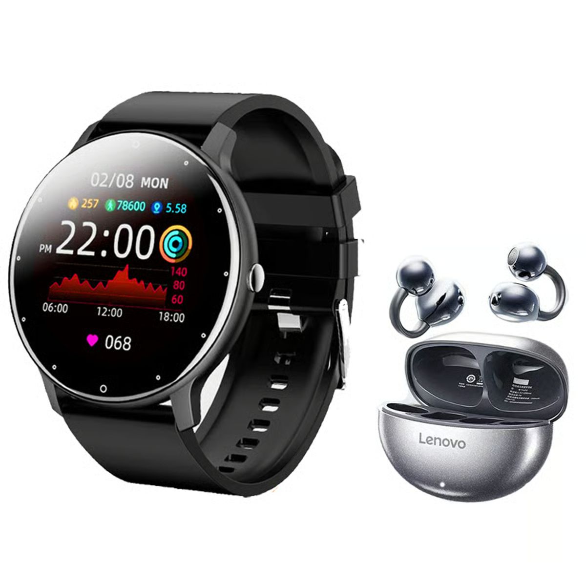 LENOVO - Audífonos Bluetooth Lenovo TA140 y Toumi Fit 2 Reloj inteligente