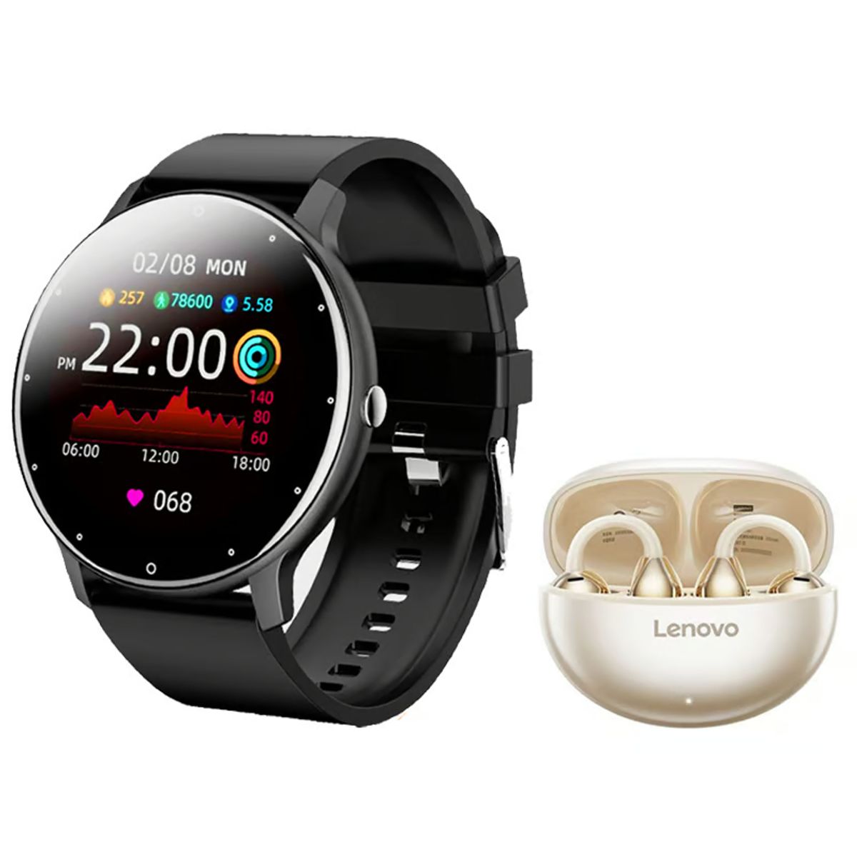 LENOVO - Audífonos Bluetooth Lenovo TA140 y Toumi Fit 2 Reloj inteligente