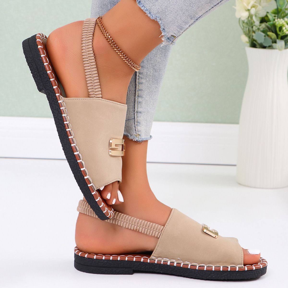 TIOZONEY - Sandalias planas para mujer