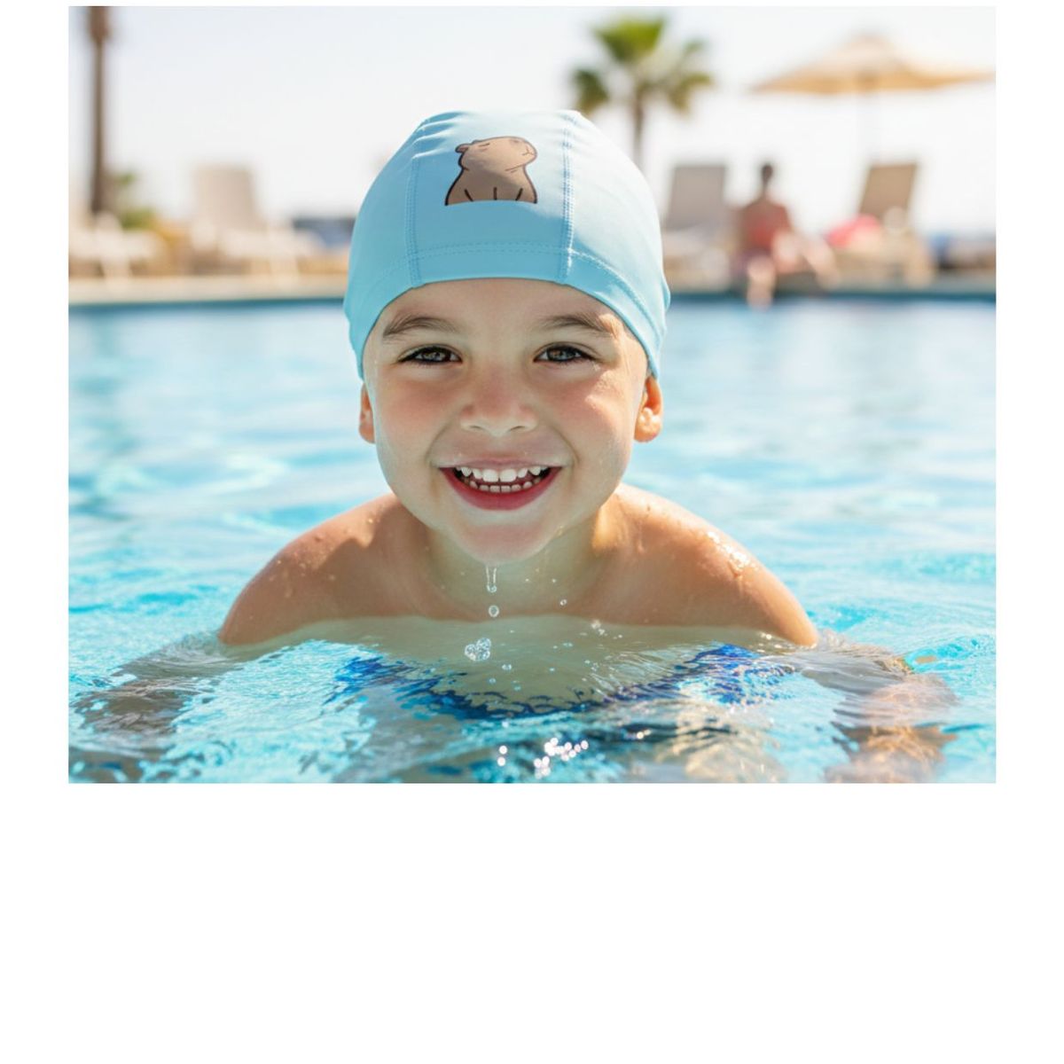 GENERICO - GORRO ELASTICO DE NATACIÓN  NIÑOS- TURQUESA CAPIBARA