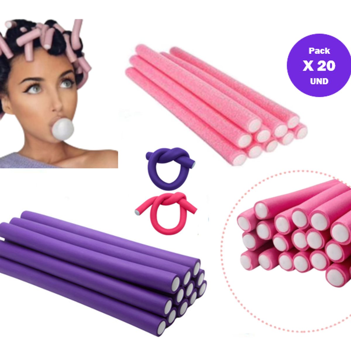 GENERICO - SET 20 TUBOS FLEXIBLES PARA ONDULAR CABELLO