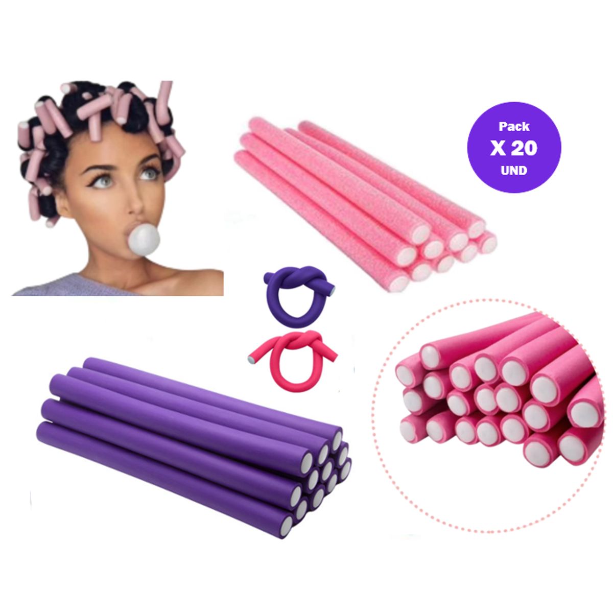 GENERICO - SET 20 TUBOS FLEXIBLES PARA ONDULAR CABELLO