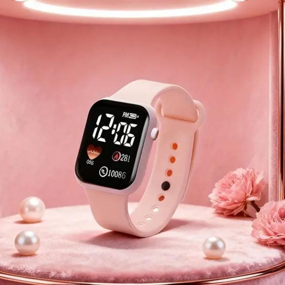 MORITA BAG STORE - RELOJ DIGITAL CON PULSERA DE DIJE DE CORAZON COLOR ROSADO