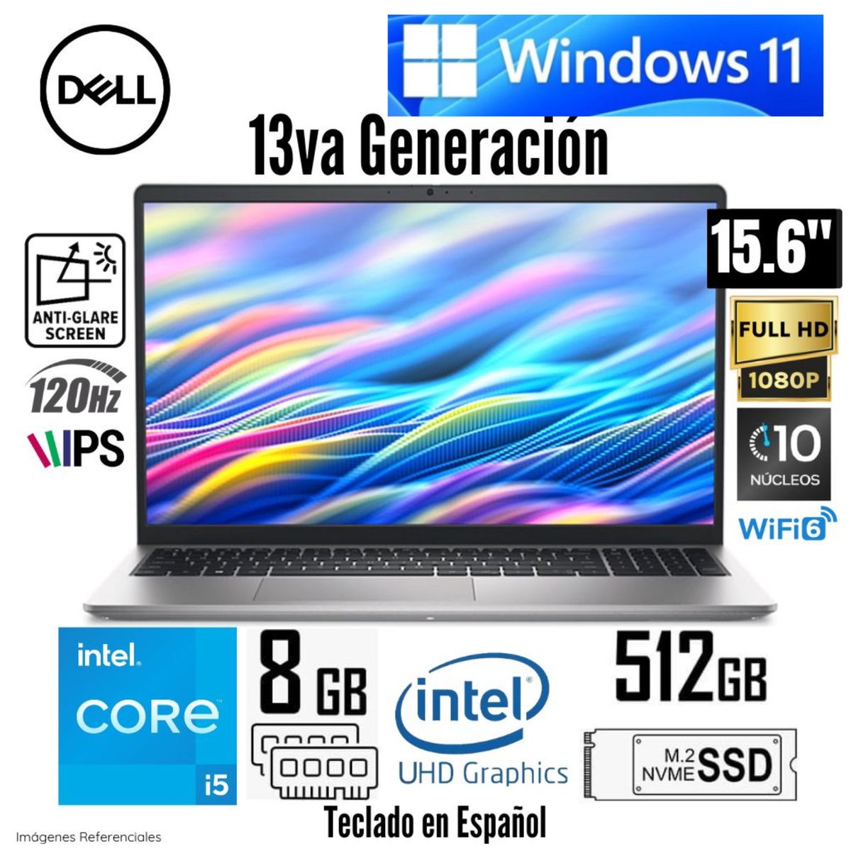 DELL - Laptop Dell 15 DC15250 Intel Core i5-1354U 8GB RAM 512GB SSD 15.6"  FHD 120Hz