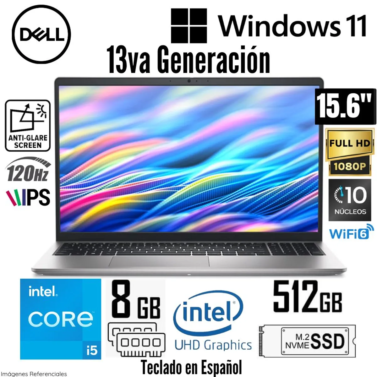 DELL - Laptop Dell 15 DC15250 Intel Core i5-1354U 8GB RAM 512GB SSD 15.6"  FHD 120Hz