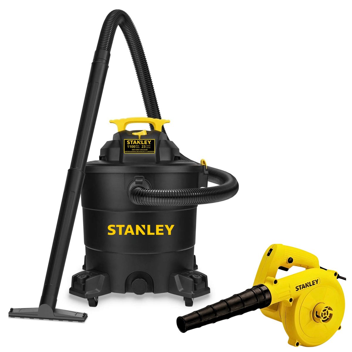 STANLEY - Combo Aspiradora de polvo y liquido 23L 1100W Soplador de polvo 600W STANLEY