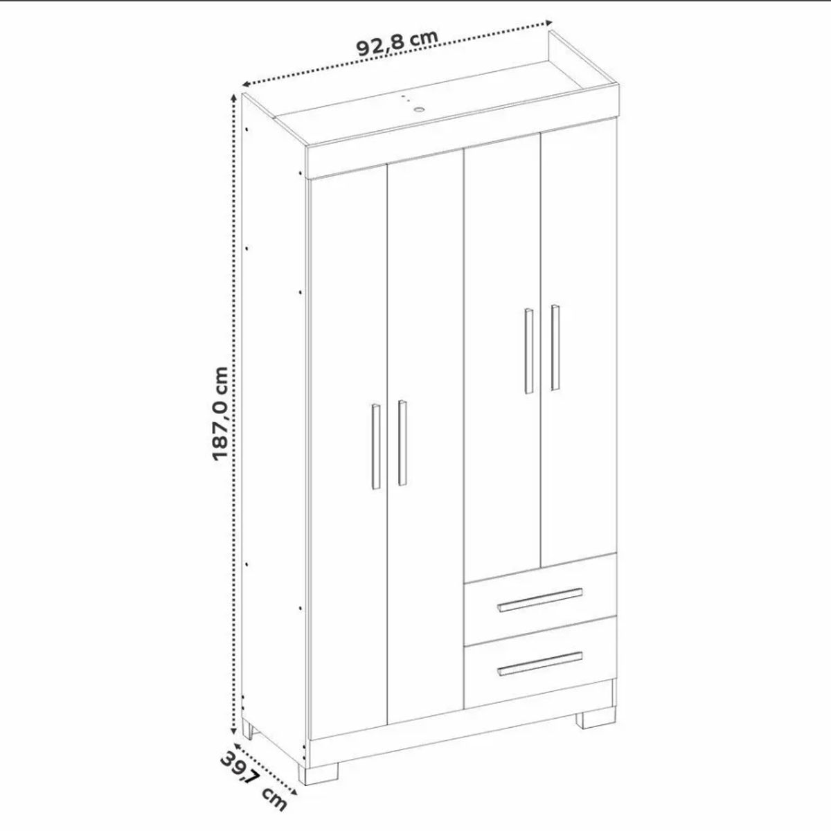 LOAGO - ROPERO 4 PUERTAS 2 CAJONES NT-6010