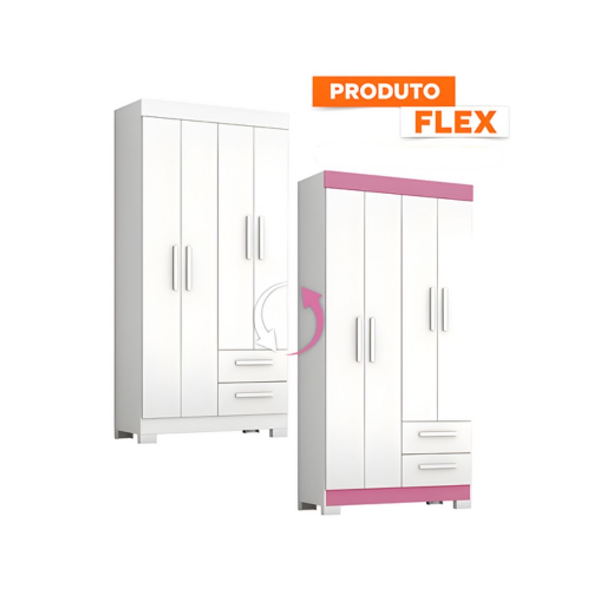 LOAGO - Ropero 4 PUERTAS 2 CAJONES NT-6010