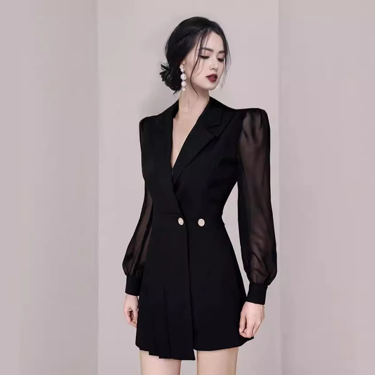 GENERICO - Vestido Negro Corto Formal - Vestido Janeth