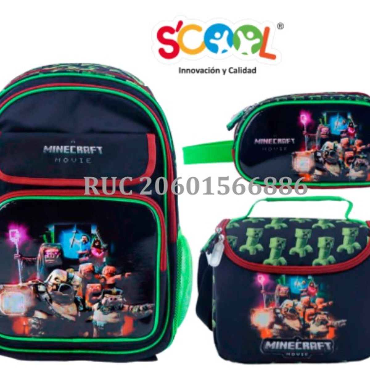 SCOOL - SET MOCHILA SCOOL MAGIC 4 BOL  METALIC MINECRAFT