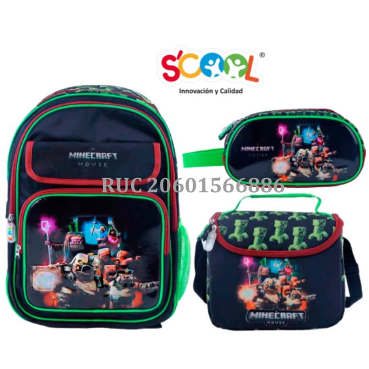 SCOOL - SET MOCHILA SCOOL MAGIC 4 BOL  METALIC MINECRAFT