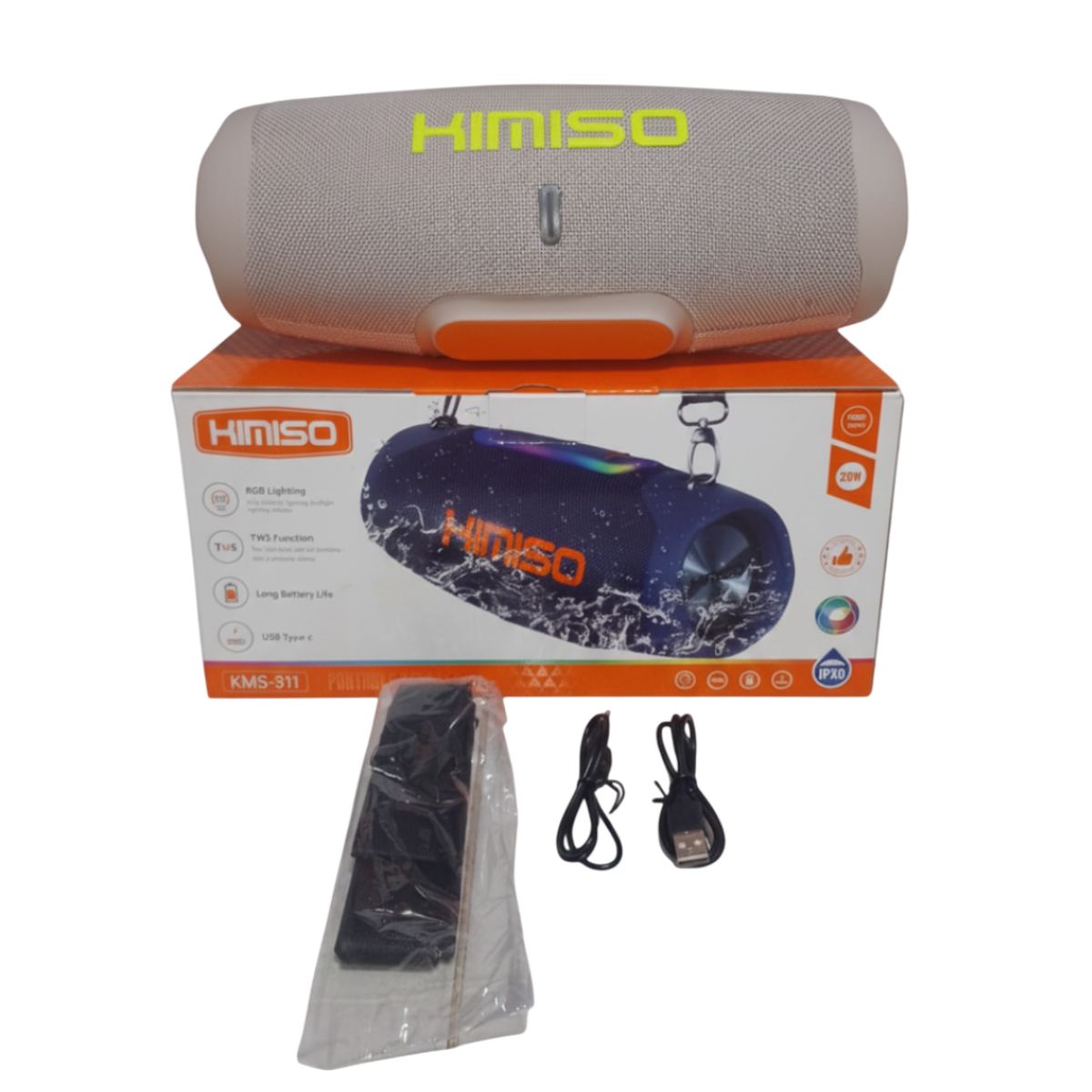 GENERICO - PARLANTE BLUETOOTH KIMISO KMS-311 CREMA 30W CON LUCES RGB