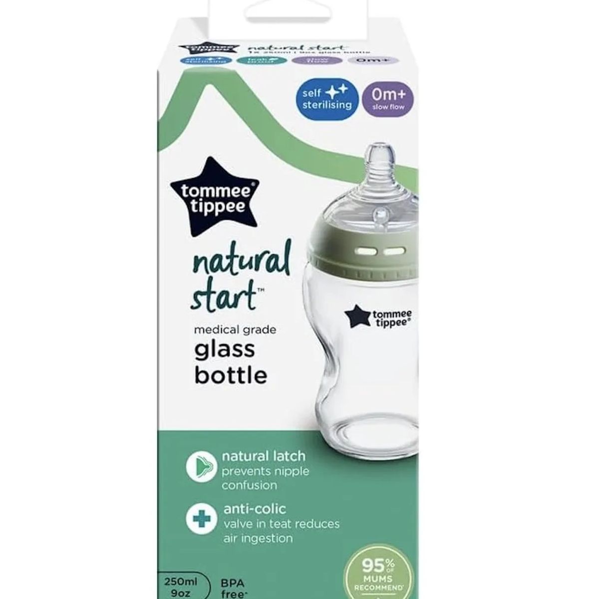 TOMMEE TIPPEE - Biberon De Vidrio Recien Nacido Anticolico Autoesterilizable