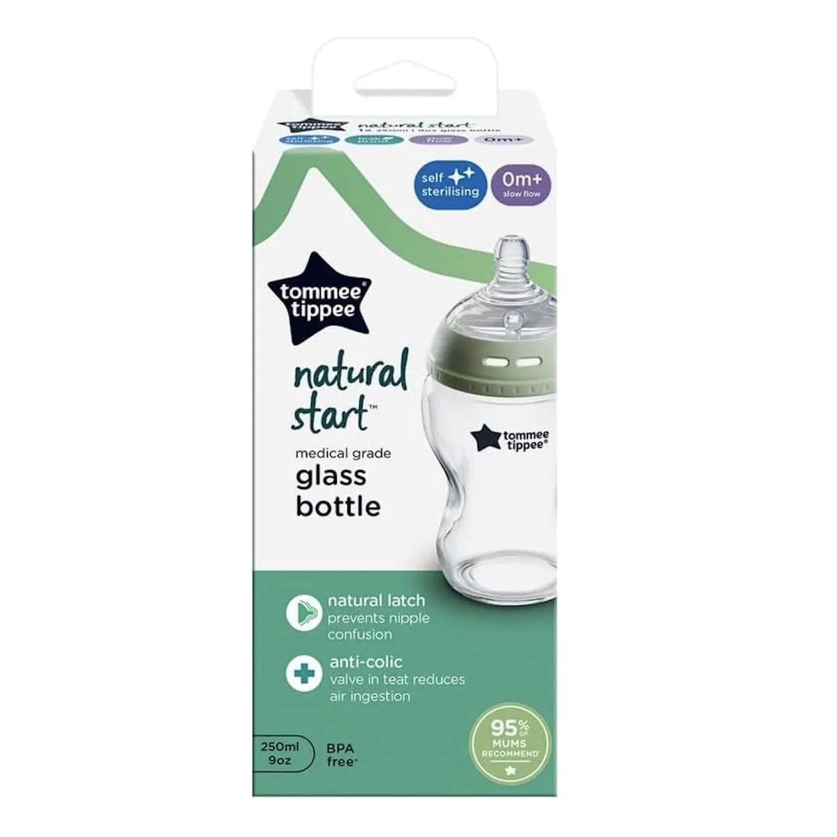 TOMMEE TIPPEE - Biberon De Vidrio Recien Nacido Anticolico Autoesterilizable