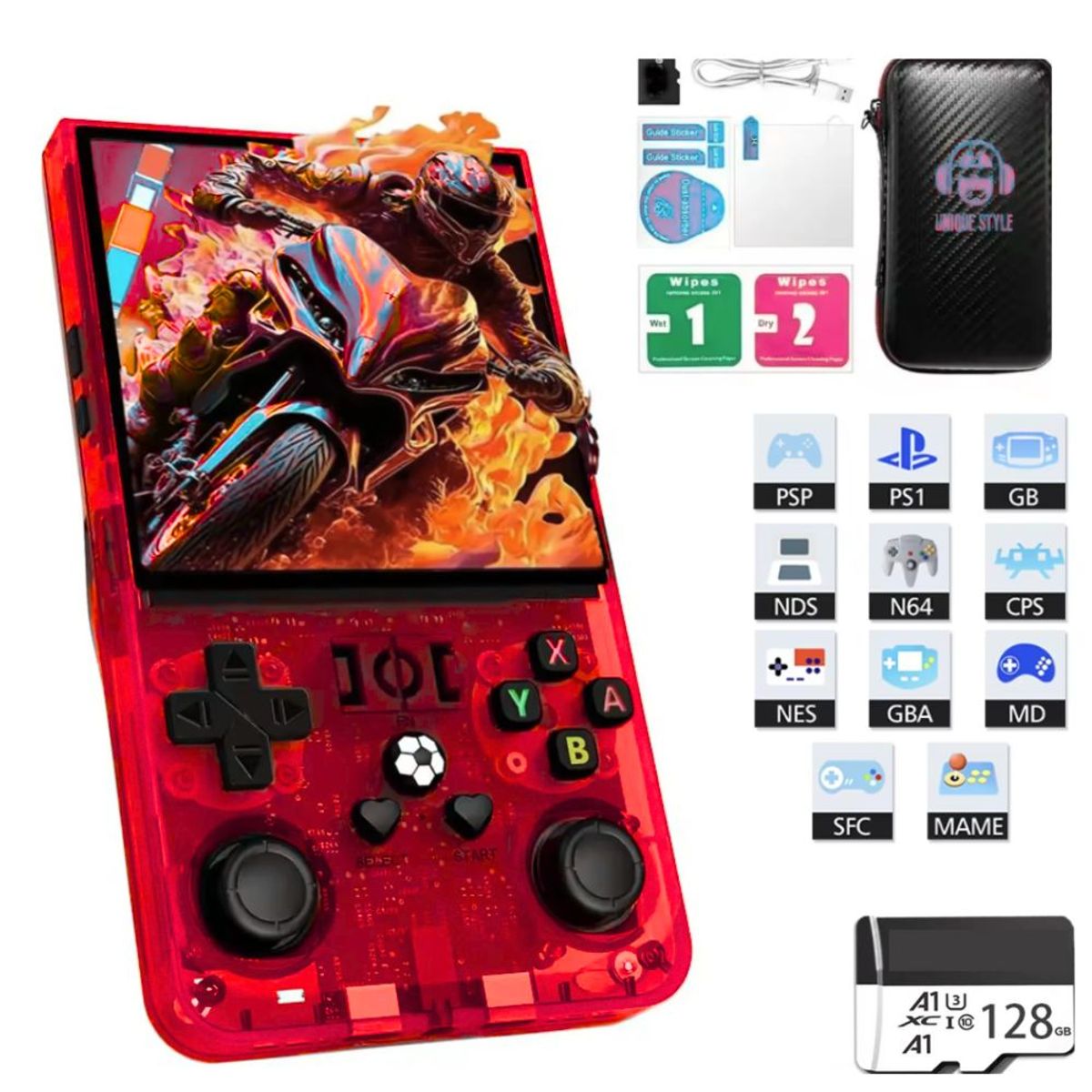 OEM - Consola R36 Max Portatil 128GB 3500mAh Rojo