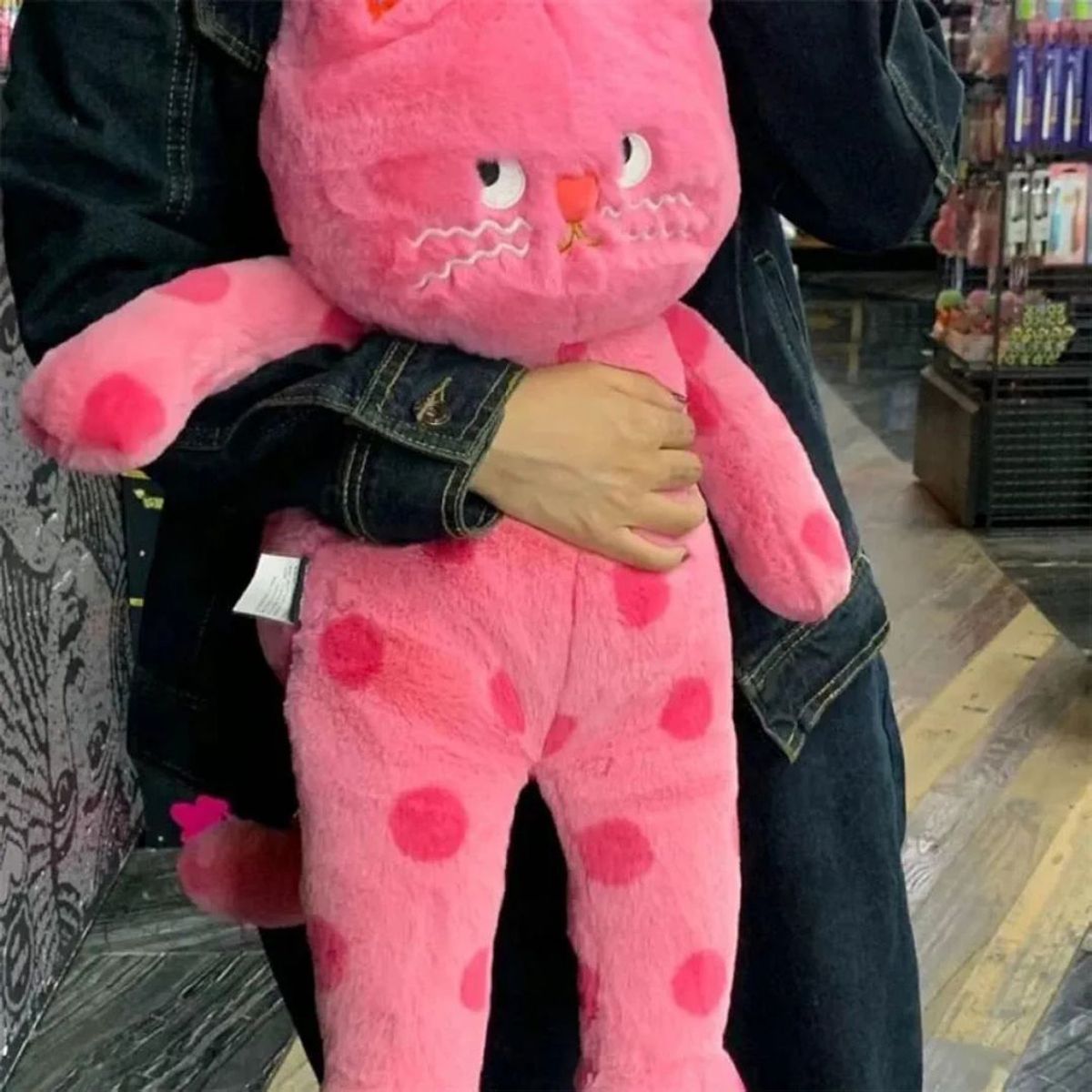 GENERICO - Peluche Gato rosa lunares 40cm