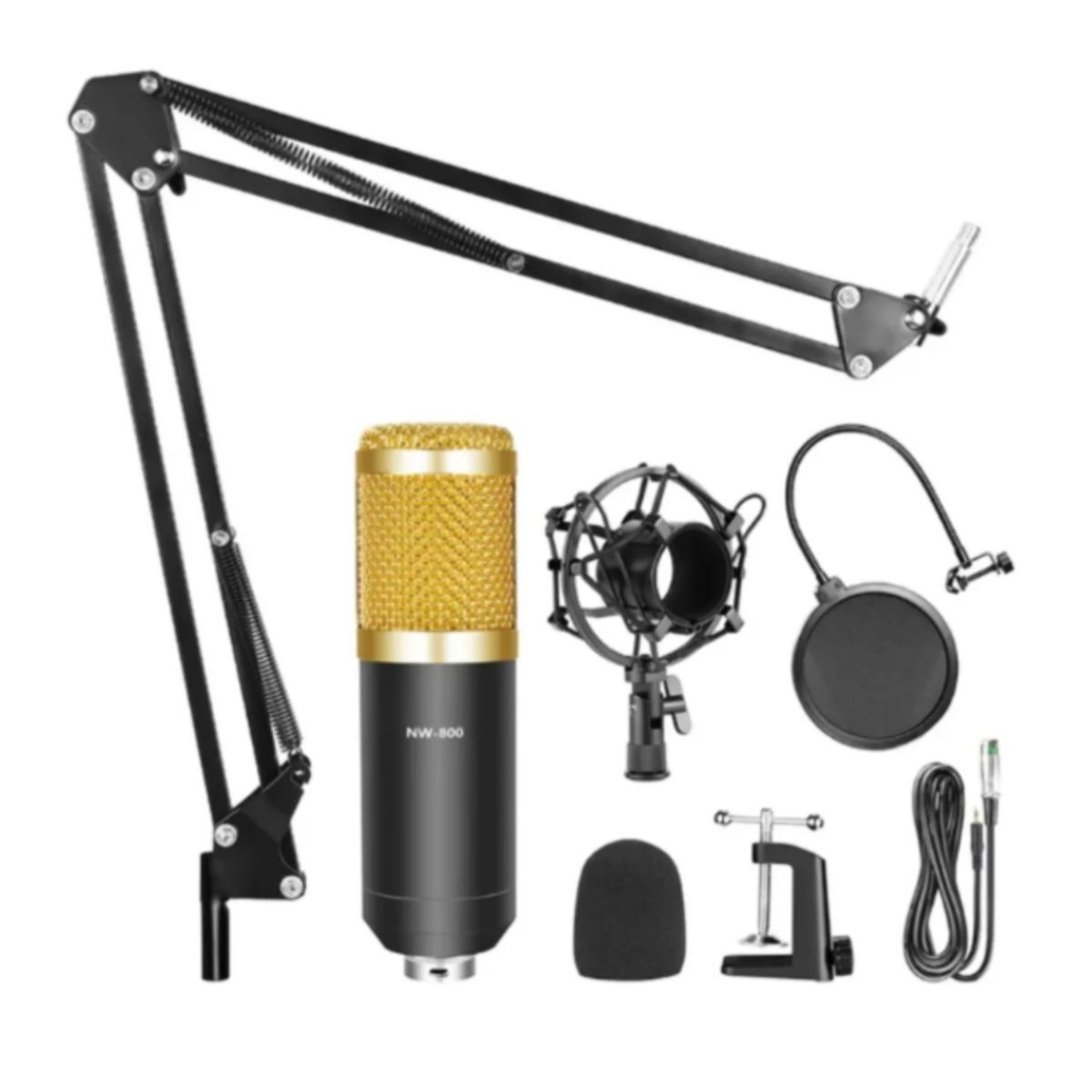 GENERICO - Kit Micrófono Estudio Bm 800 Brazo Antipop con Accesorios