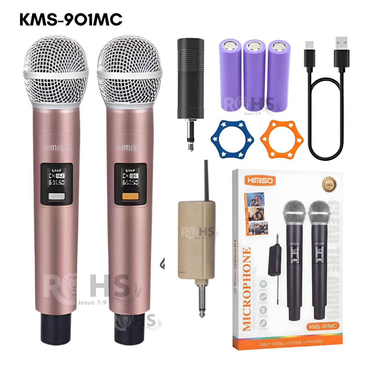 ROHS - Microfono Karaoke Antiruido para Interior y Exterior KMS-901MC Rosado