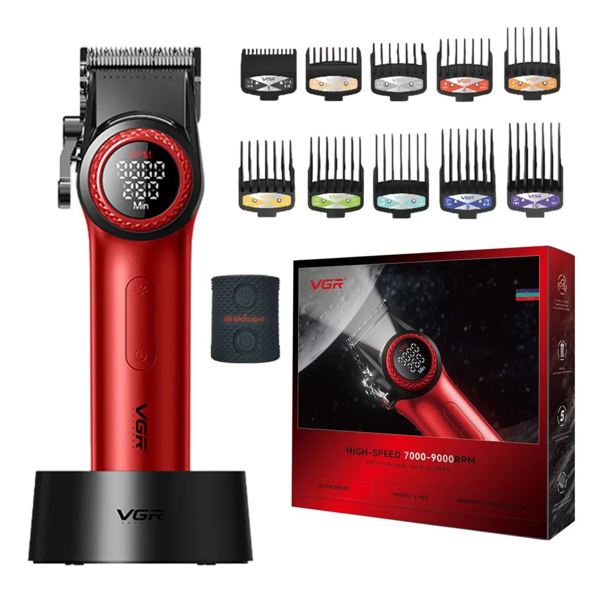 Cortadora de Pelo Profesional VGR V-001 Metálica 9000 RPM Máquina de Barbería Clipper, marca OEM - Foto Principal
