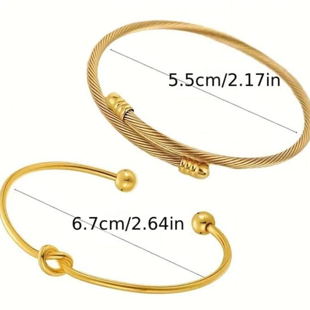 MORITA BAG STORE - SET 2 BRAZALETES DORADOS CON DISEÑO DE NUDO Y TRENZA