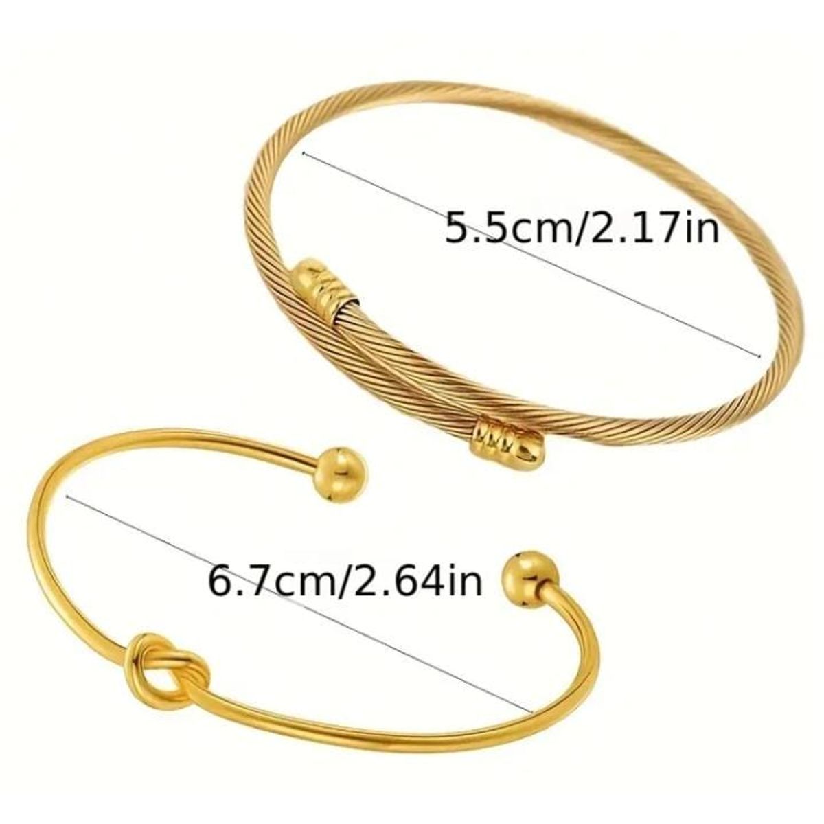 MORITA BAG STORE - SET 2 BRAZALETES DORADOS CON DISEÑO DE NUDO Y TRENZA