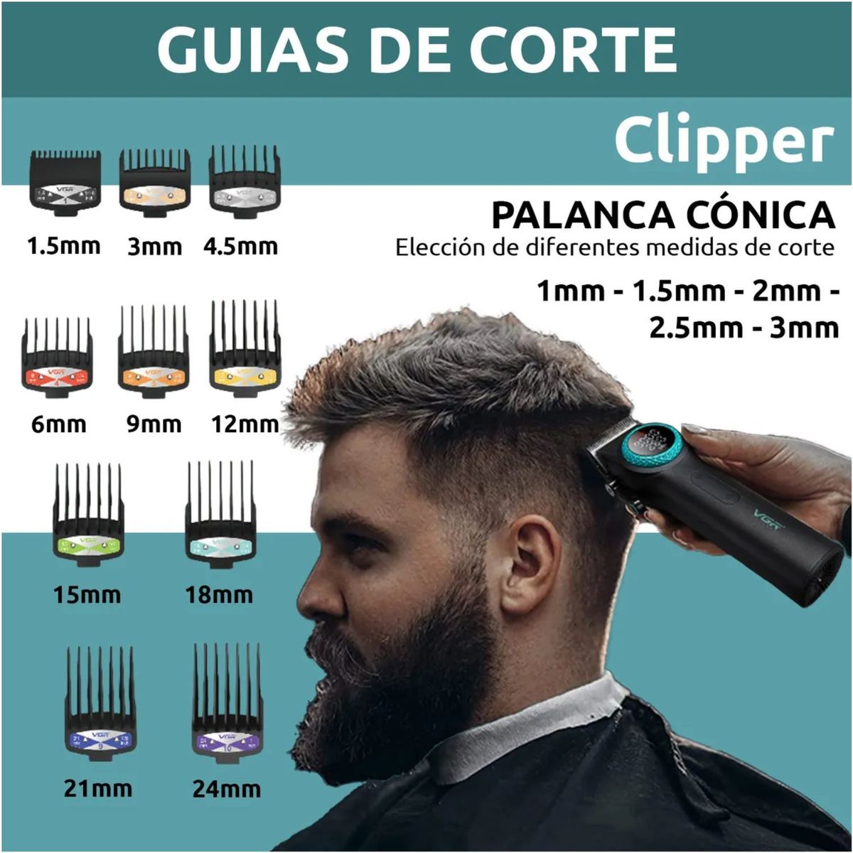 OEM - Cortadora de Pelo Profesional VGR V-001 Metálica 9000 RPM Máquina de Barbería Clipper