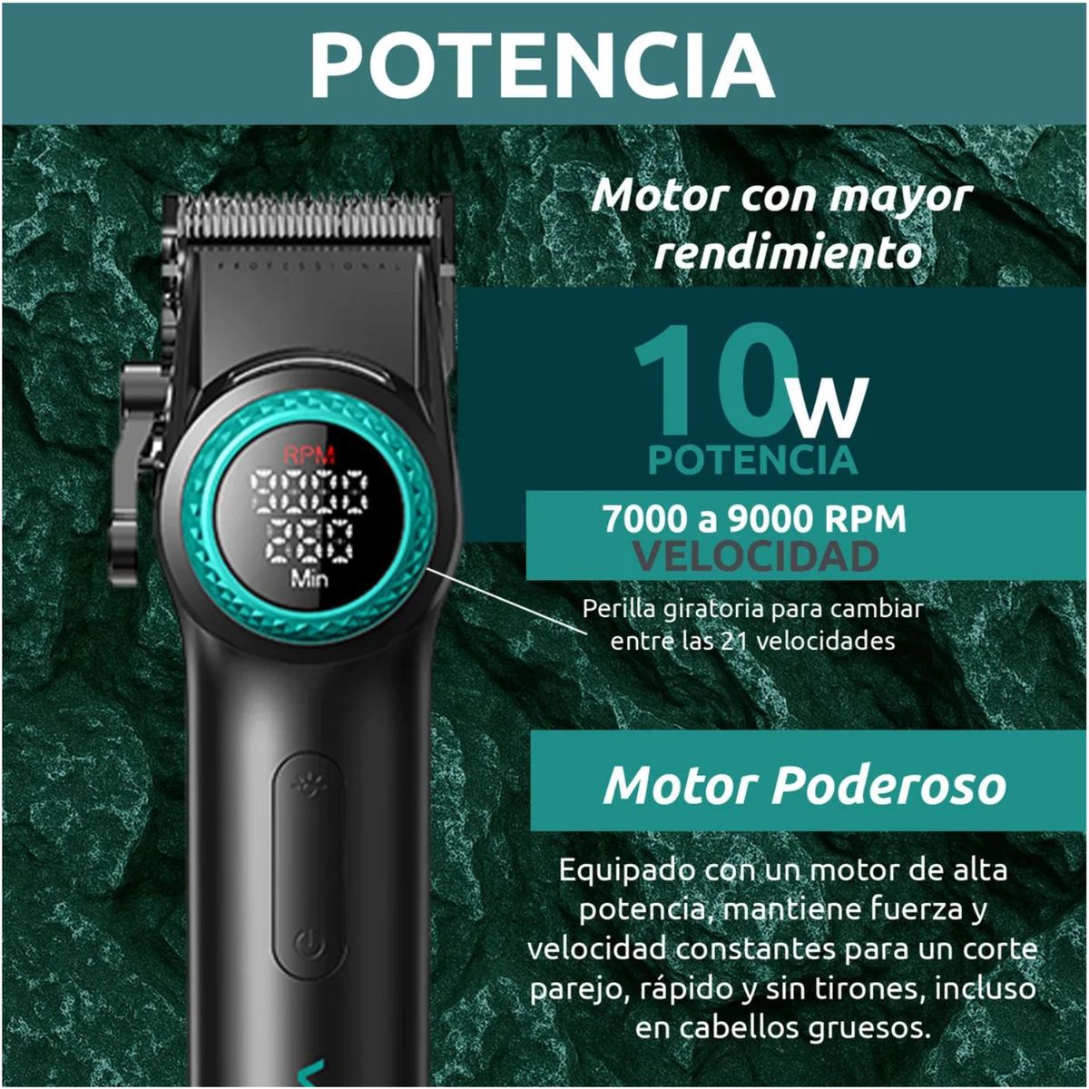 OEM - Máquina de Barbería Profesional Clipper VGR V-001 con Cuchillas DLC y Cerámica