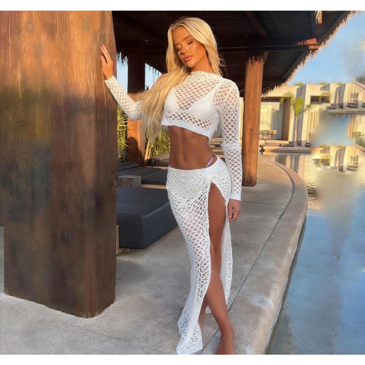 TIOZONEY - Vestido de playa para mujer - Blanco