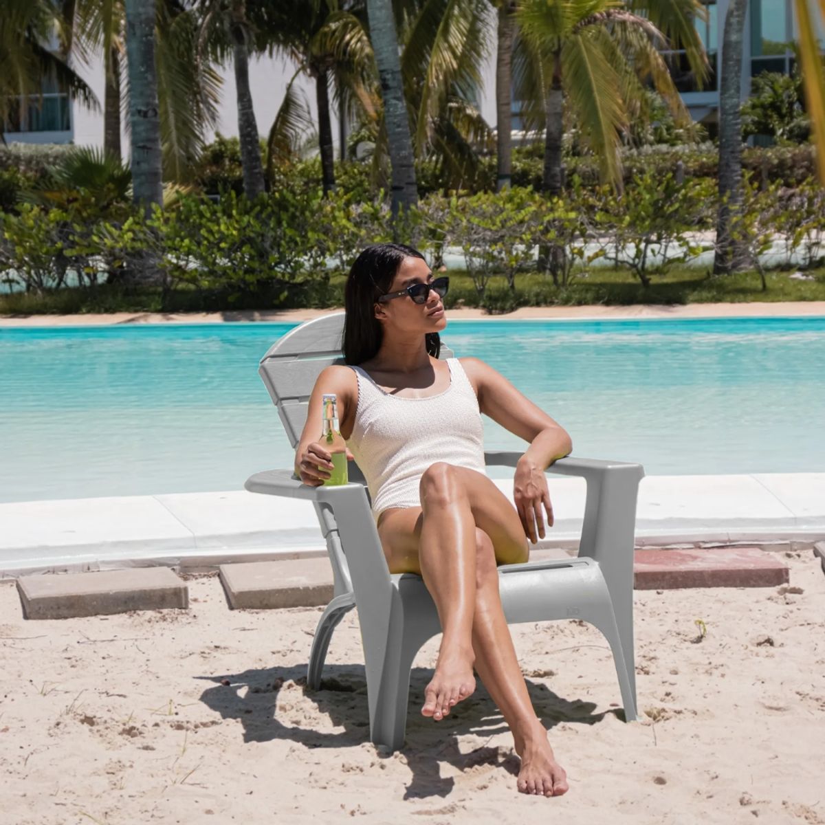 QRUBBER - Silla de playa Adirondack  Modelo Montana  color silver  MQ