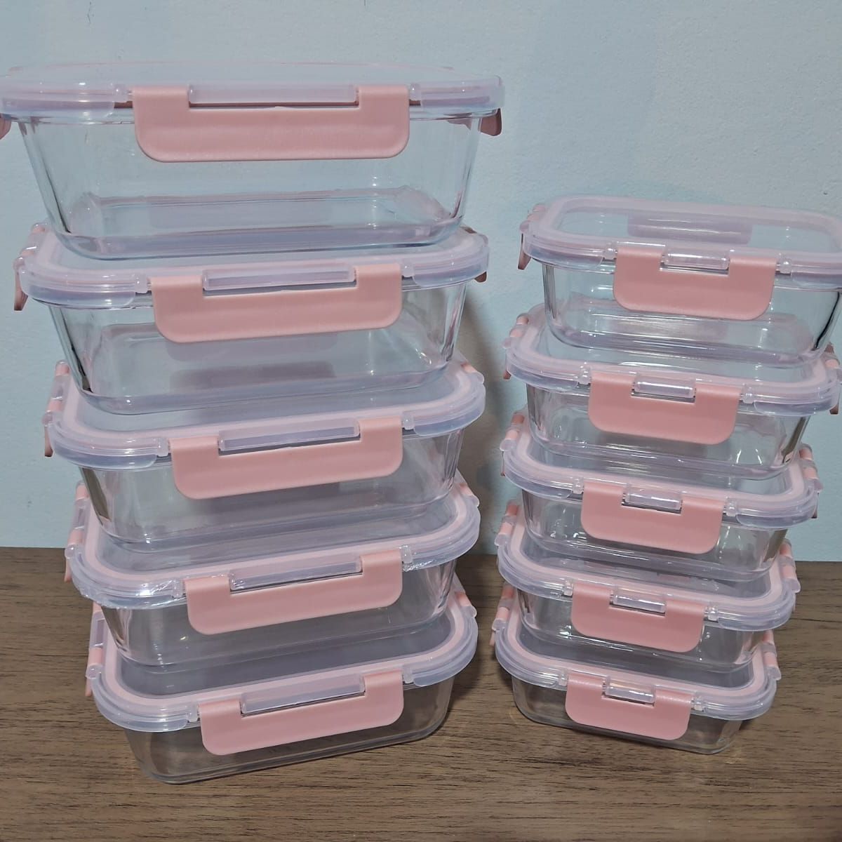 GENERICO - Set de 10 Pyrex de Vidrio, 05 de 1000 cc y 05 de 360 cc para almacenamiento de alimentos