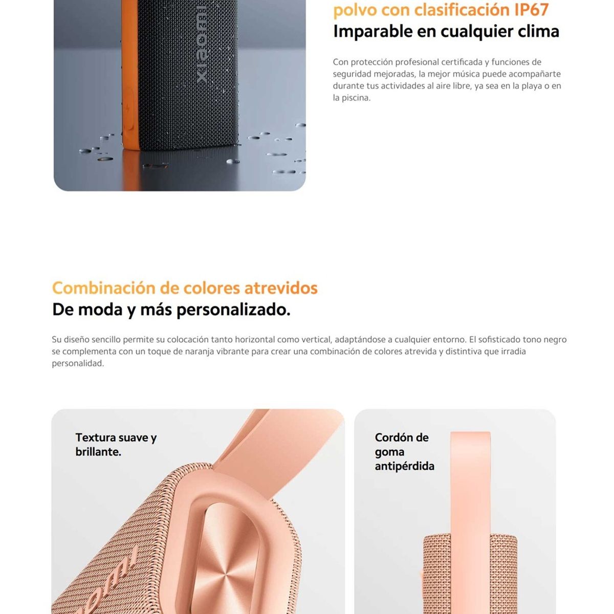XIAOMI - Parlante Xiaomi Pocket Edition Sonido de Alta Calidad 5W IP67 - Rosa