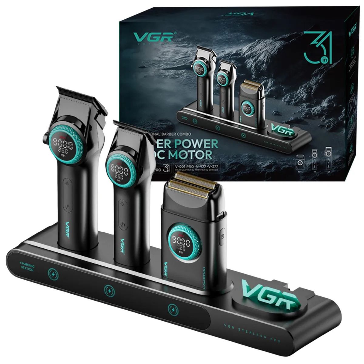 OEM - Máquina De Cortar Pelo VGR 3 En 1 Profesional Con Trimmer y Shaver USB-C