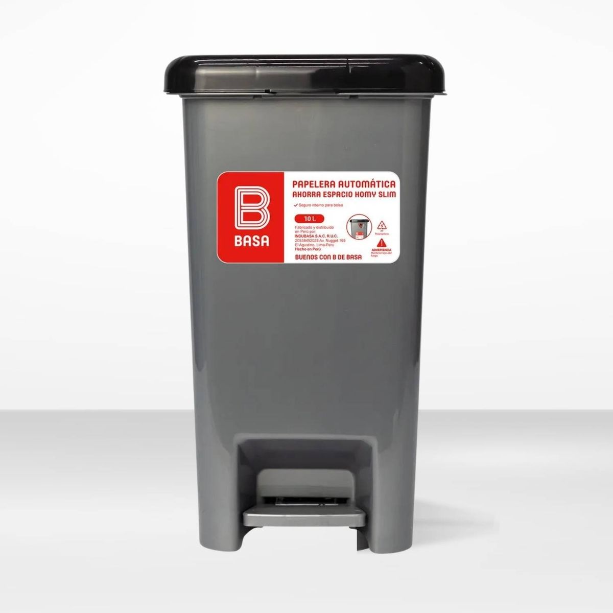 BASA - Papelera Automática Ahorra Espacio Homy Slim Basa Negro 10 Litros