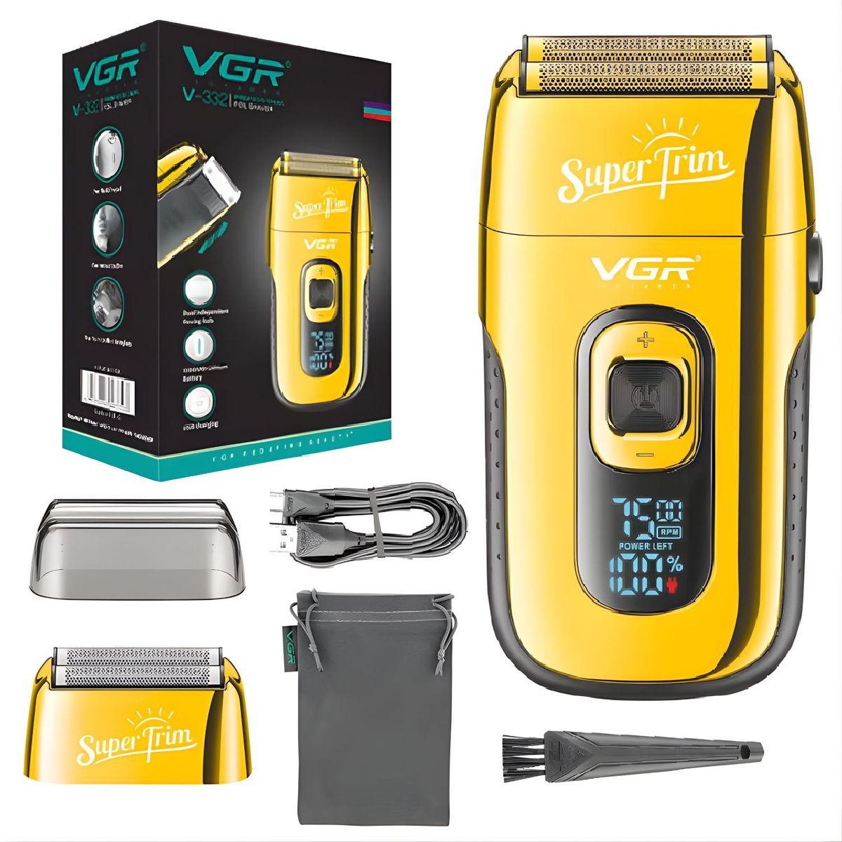 OEM - Máquina de Afeitar Eléctrica para Hombre Recargable con 3 Velocidades y Afeitado al Ras