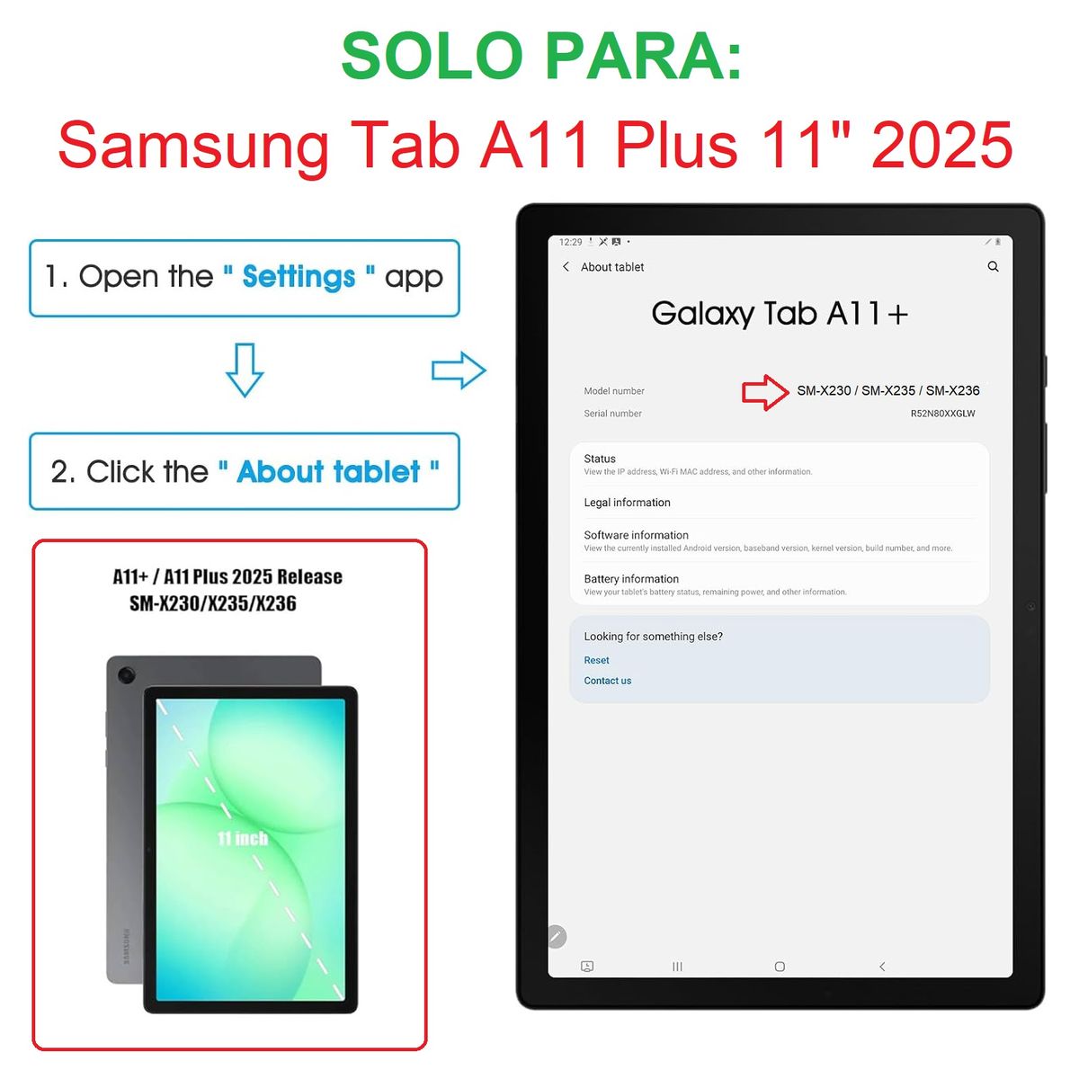 GENERICO - Funda + Mica + Lapiz para Samsung Tab A11 Plus 11 2025 SM-X230 SM-X235