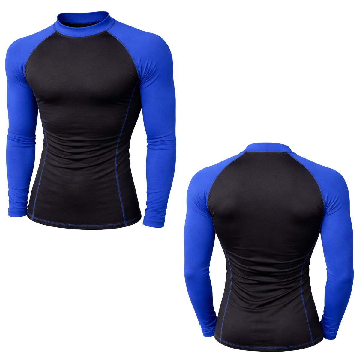 AQUA&MODA - LICRA CON PROTECCION UV AQUAMODA LAMSLNCMA1 UNISEX NEGRO CON MANGAS AZULES SIN LOGO