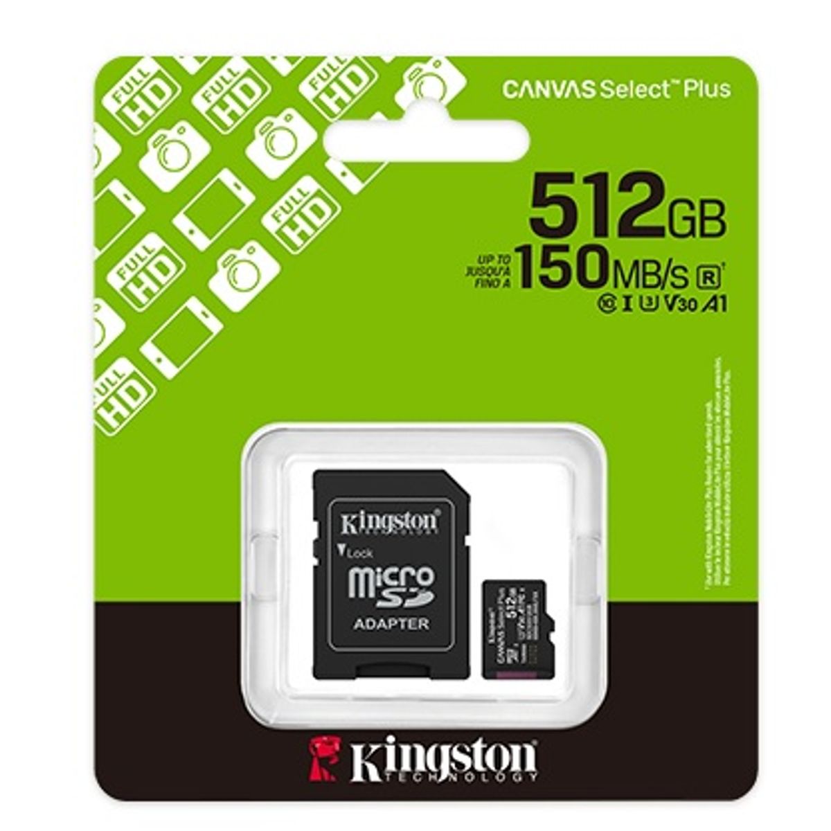 KINGSTON - Memoria Micro SD 512 GB Kingston Canvas Select Plus - Clase 10 UHS-I - 150MB/s - A1 -