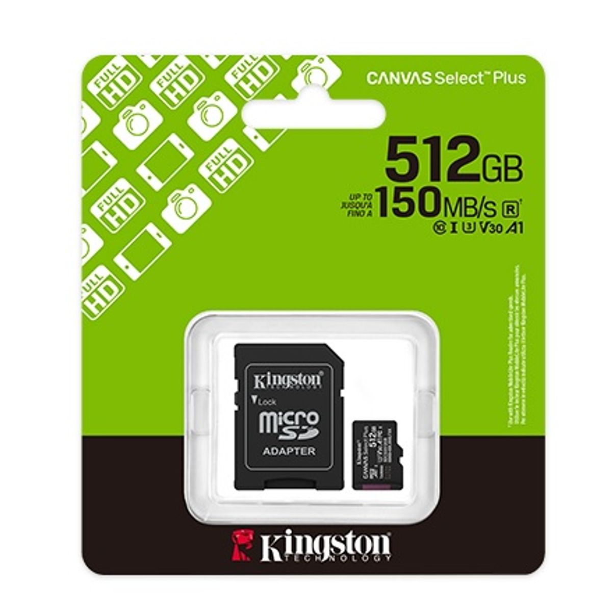 KINGSTON - Memoria Micro SD 512 GB Kingston Canvas Select Plus - Clase 10 UHS-I - 150MB/s - A1 -