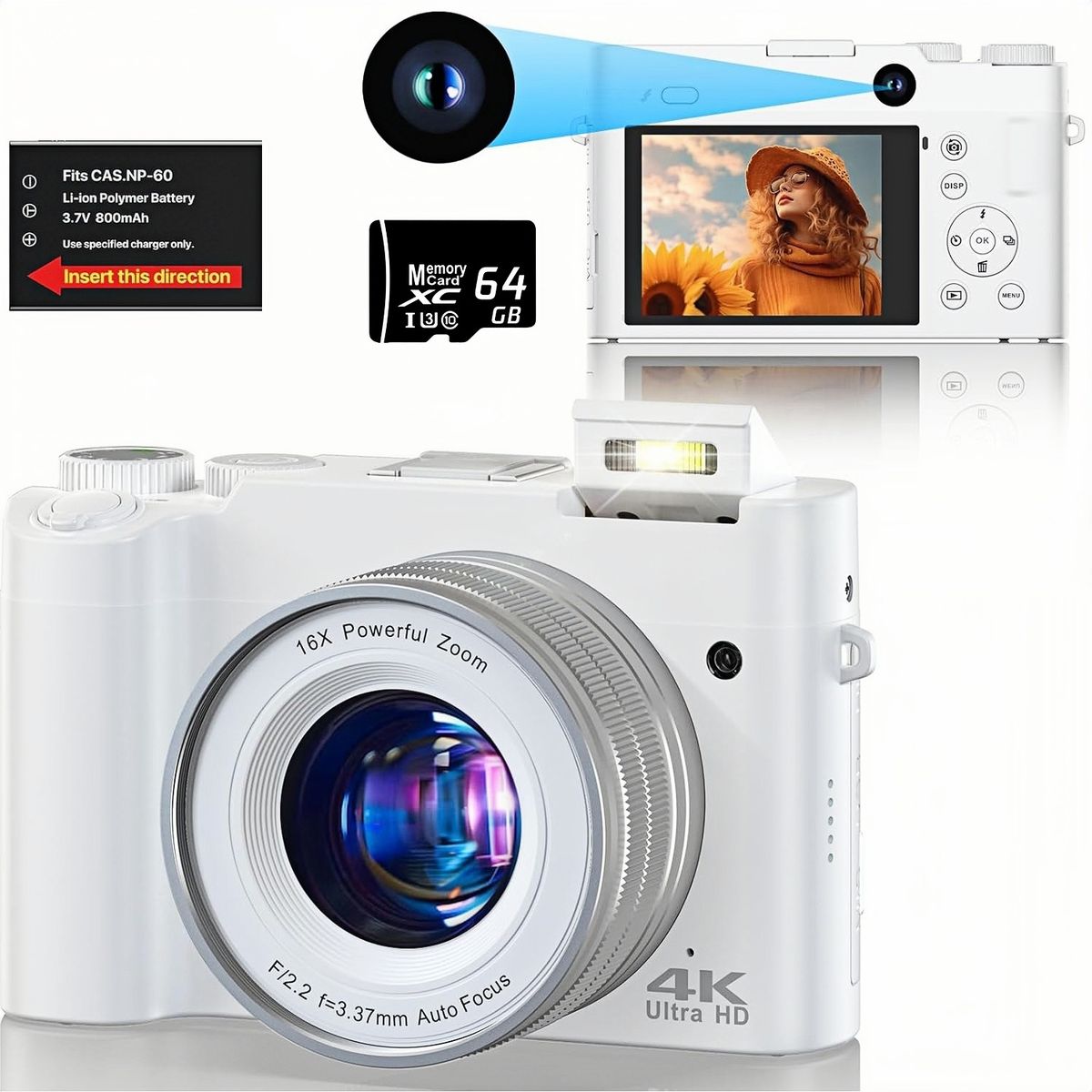 RENVMEXY - Cámara 4K DC218L Doble Lente Profesional + 64GB GRATIS