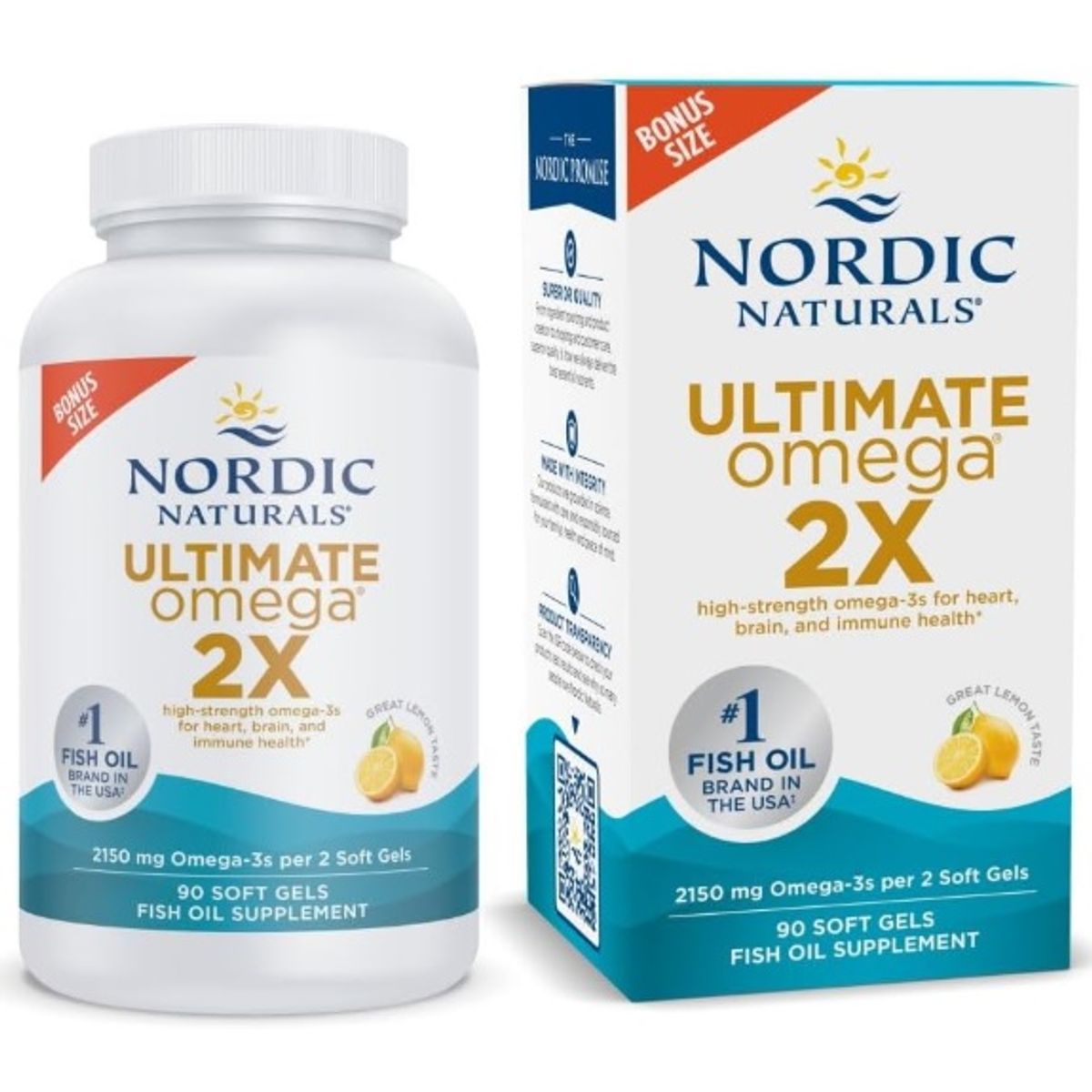NORDIC - Nordic Naturals DHA Ultimate Omega 2X sabor a limón – 90 Cápsulas