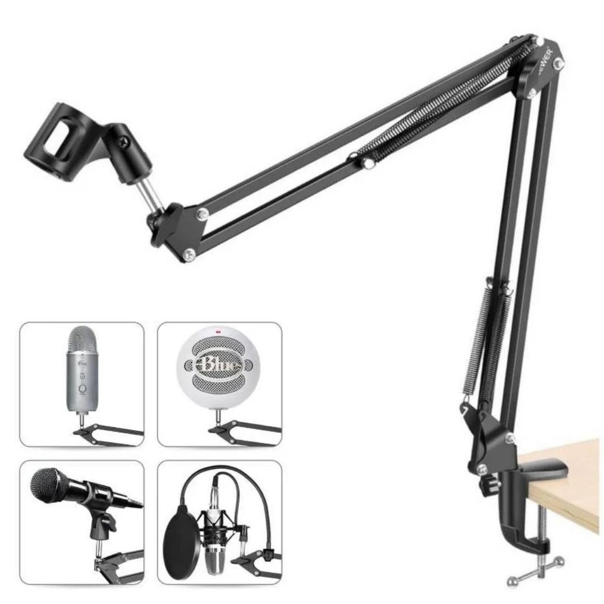 GENERICO - Soporte de Escritorio Para Micrófono Brazo Flexible Ajustable Giratorio 360°